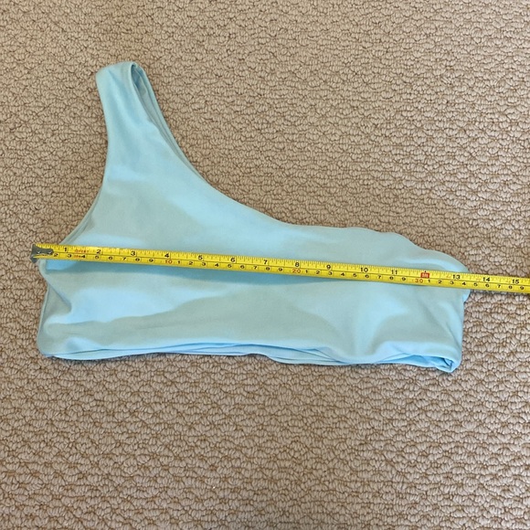 Shein Size Small Aqua Blue Bathing Suit One Shoulder Bikini Top - Picture 3 of 5